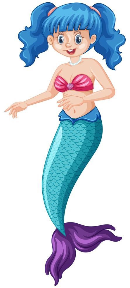 Cute mermaid cartoon character vector