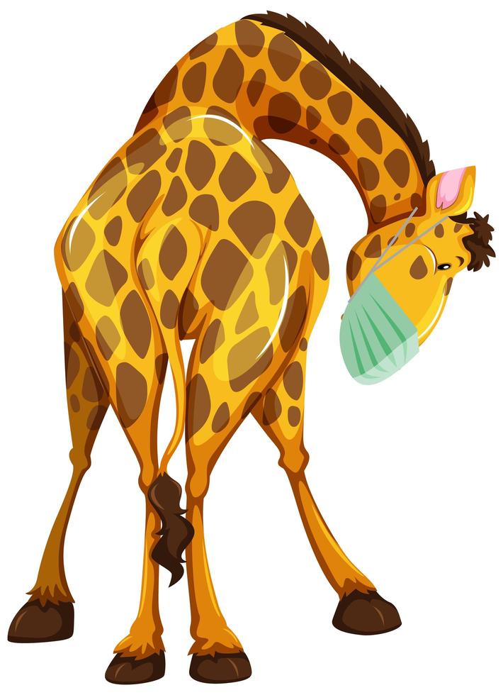 Giraffe cartoon character wearing mask vector