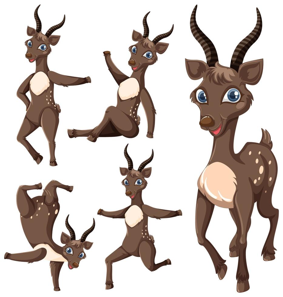 conjunto de personaje de dibujos animados de ciervos vector