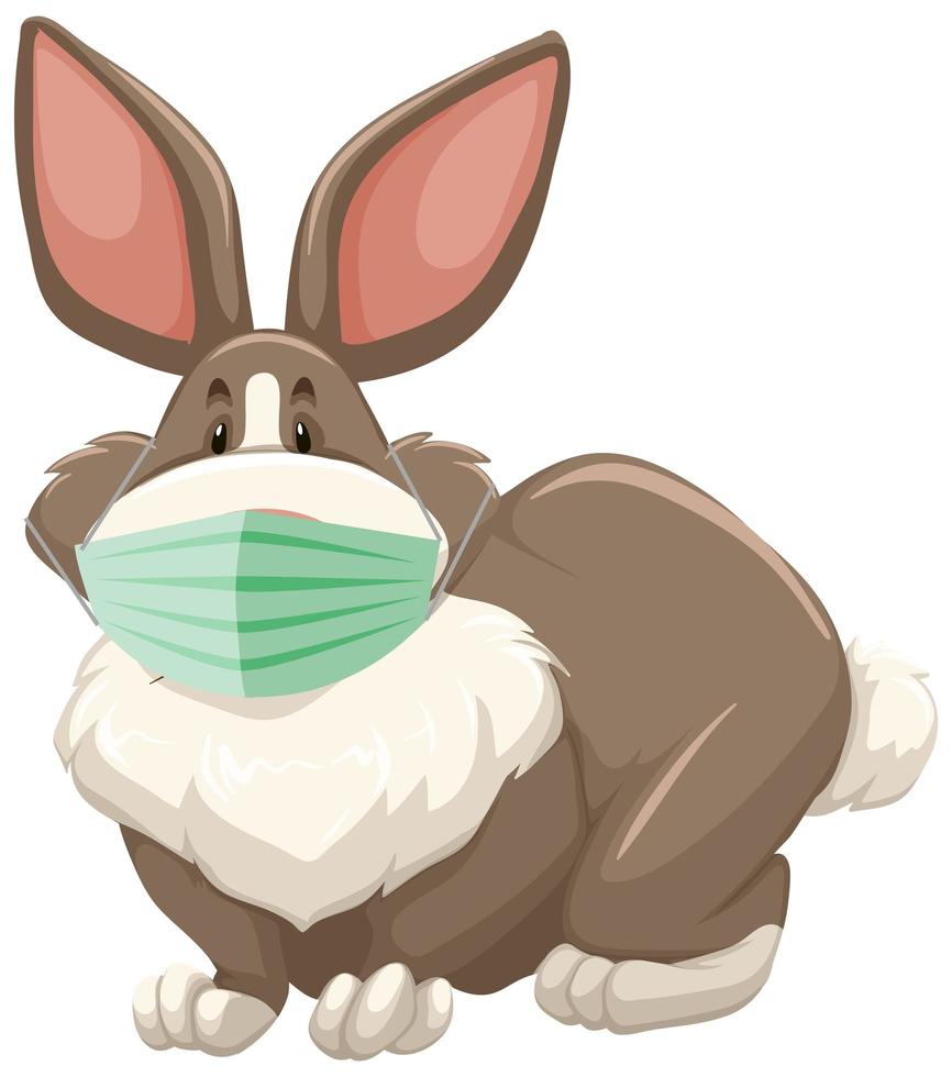 rabbit cartoon character wearing mask vector