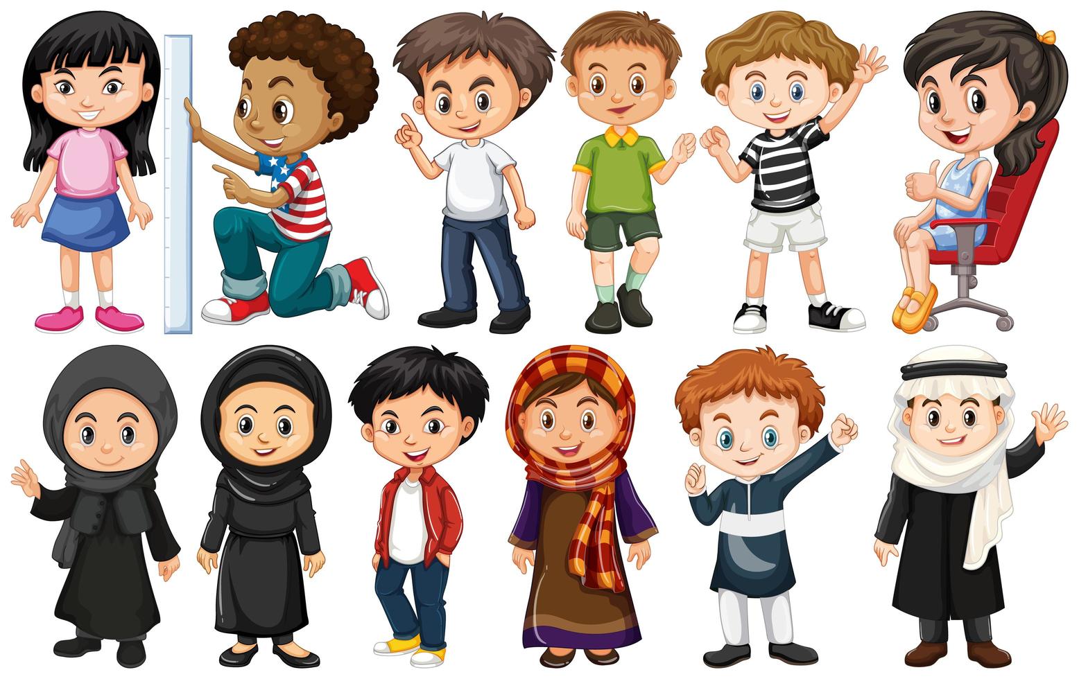 Set of children from different countries vector