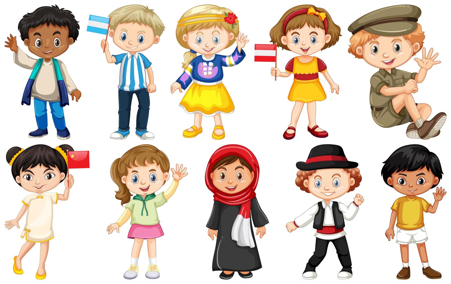 conjunto de niños de diferentes países vector