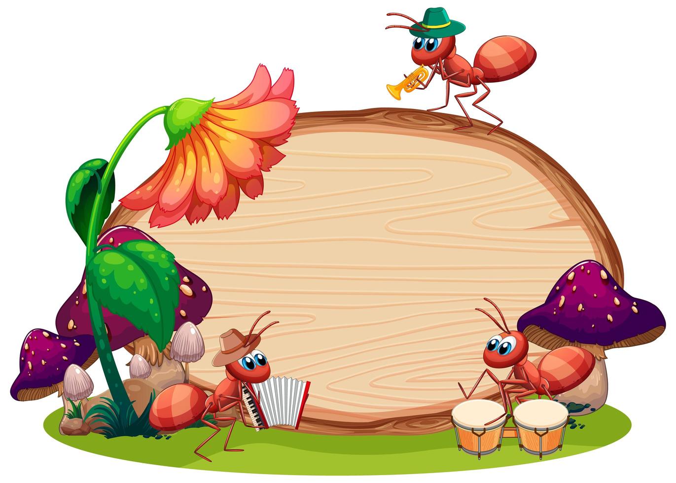 Border template design with insects in the garden background vector