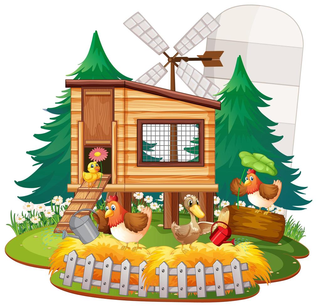 Farm theme background with farm animals vector