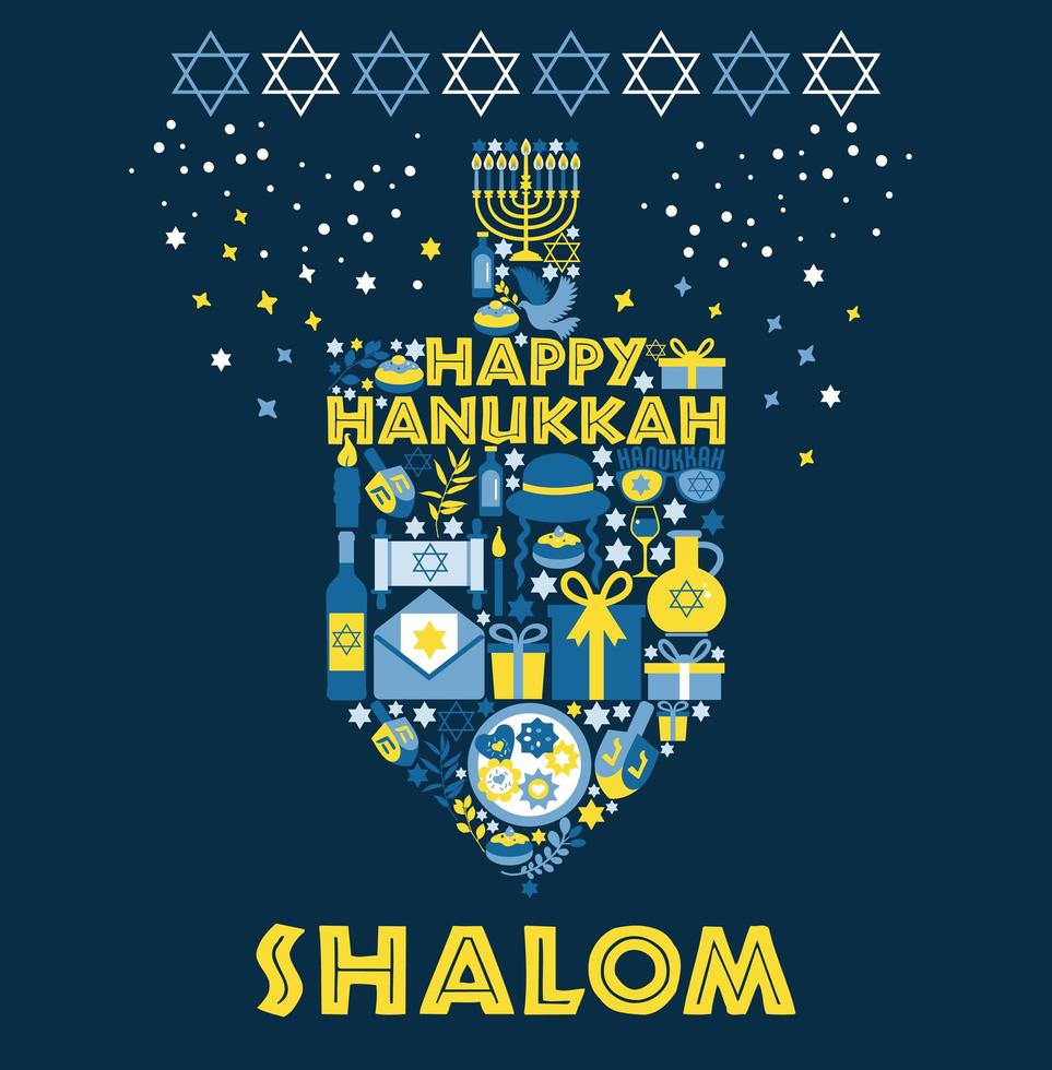 Jewish holiday Hanukkah greeting card vector