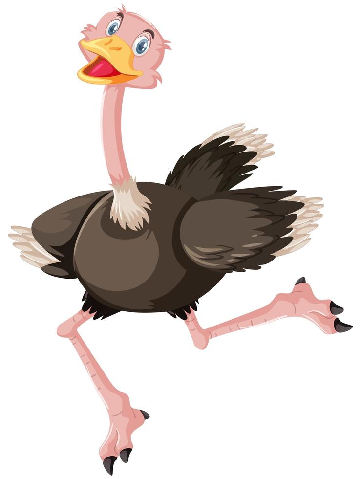 Cute ostrich cartoon character vector