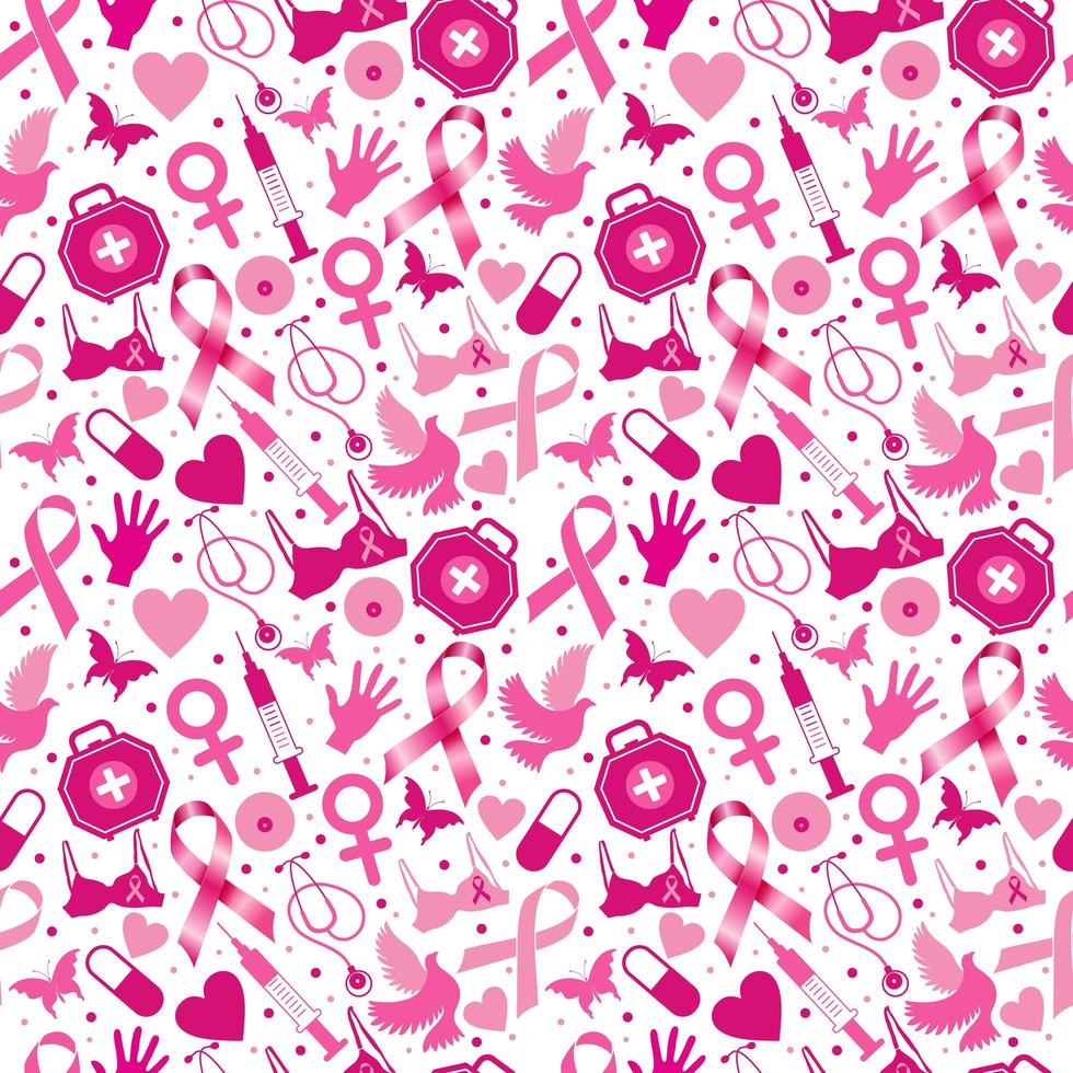 Breast cancer awareness month, seamless pattern vector