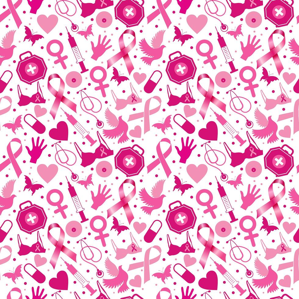 Breast cancer awareness month, seamless pattern vector