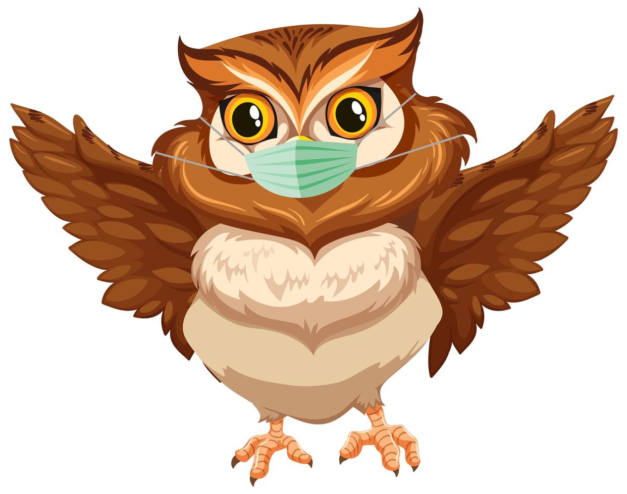 Owl cartoon character wearing mask vector