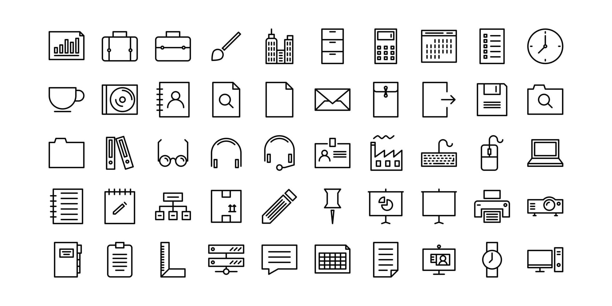 iconos de linea de oficina vector