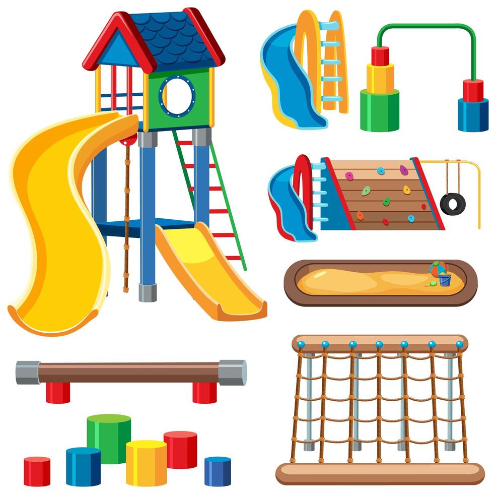 Set of kids playground in the park vector