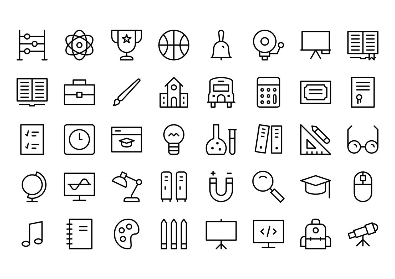 iconos de línea de educación vector