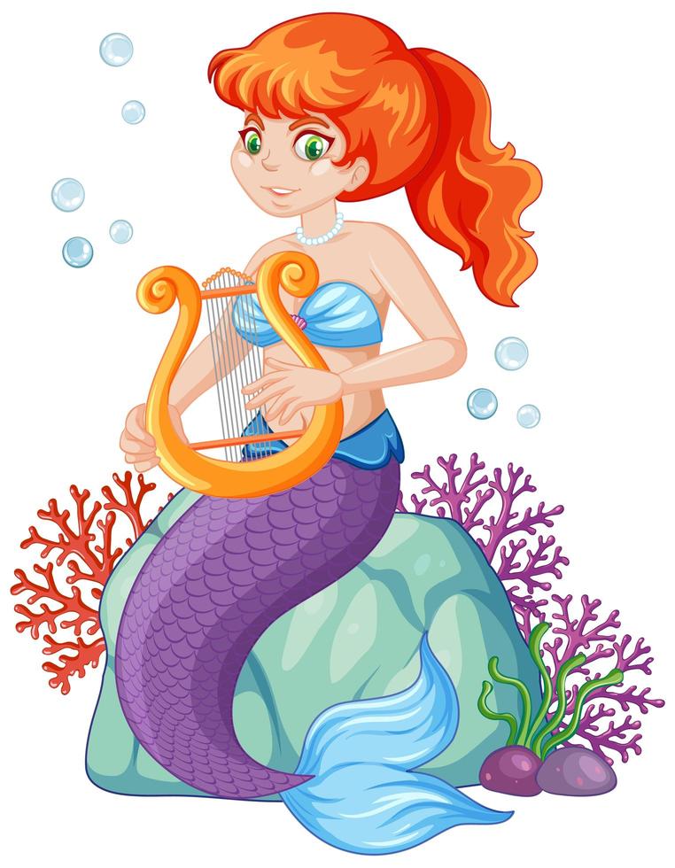 Cute mermaid cartoon character vector