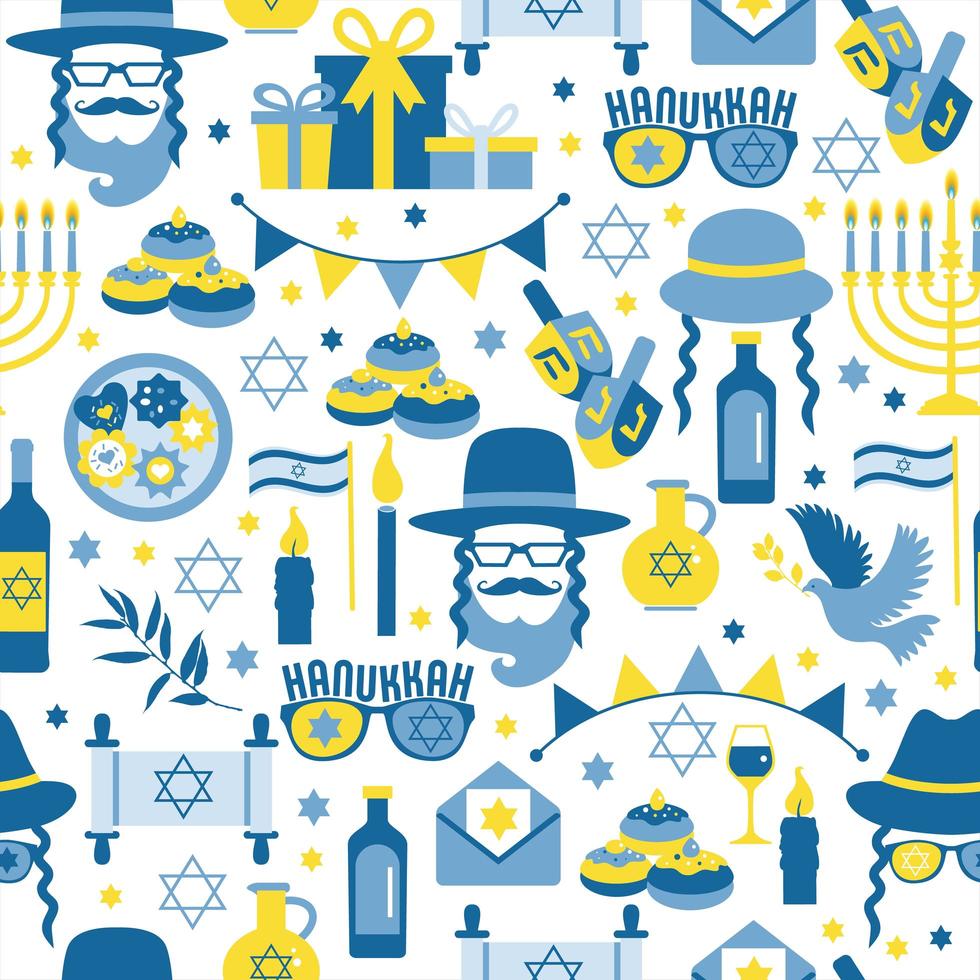 Jewish holiday Hanukkah seamless pattern vector