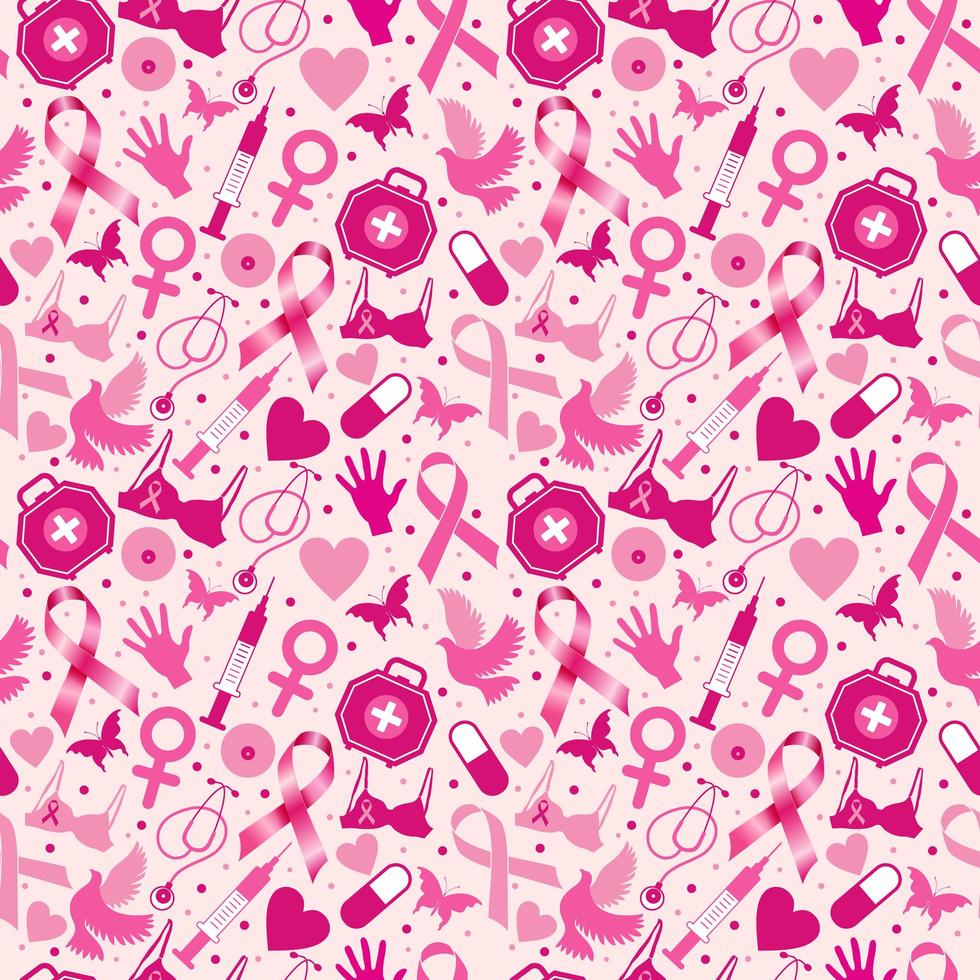 Breast cancer awareness month, seamless pattern vector