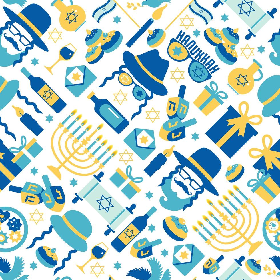 Jewish holiday Hanukkah seamless pattern vector