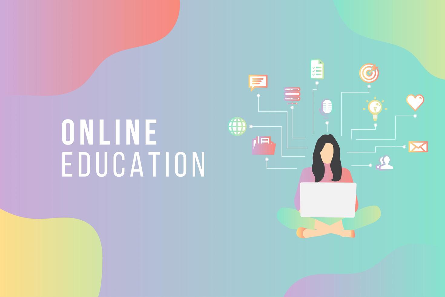Online education concept with text place vector