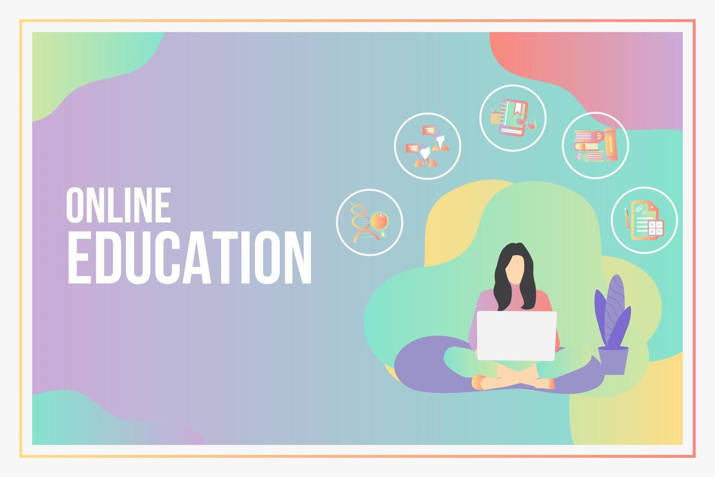 Online education concept with text place vector