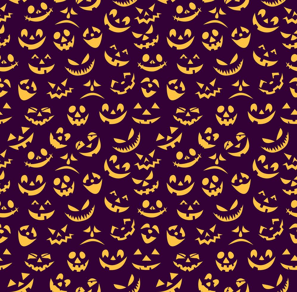 Halloween background with pumpkin faces vector