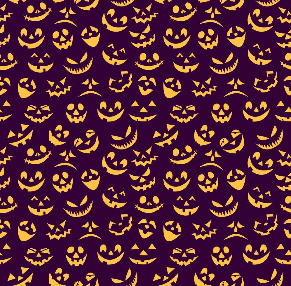 Halloween background with pumpkin faces vector