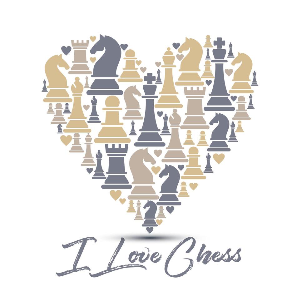 Heart made of chess figures vector