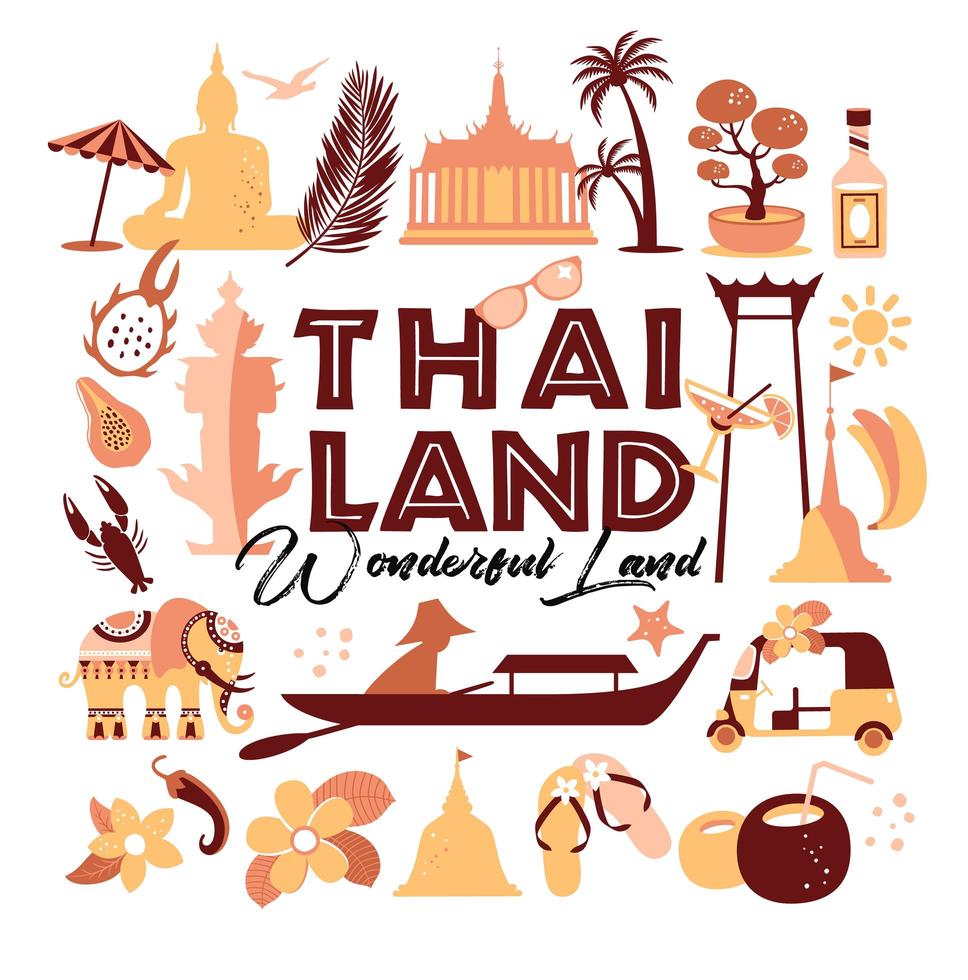 Collection of Thailand symbols vector