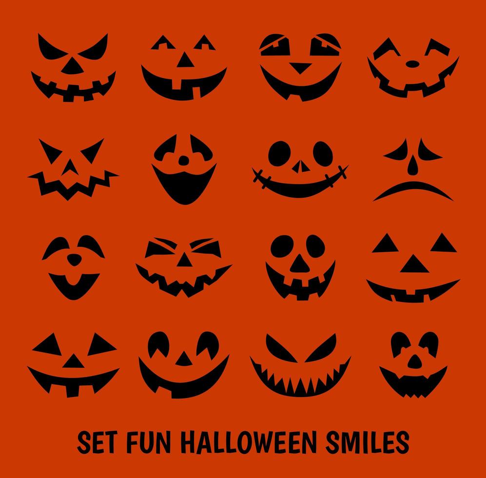 Fun pumpkin design set vector