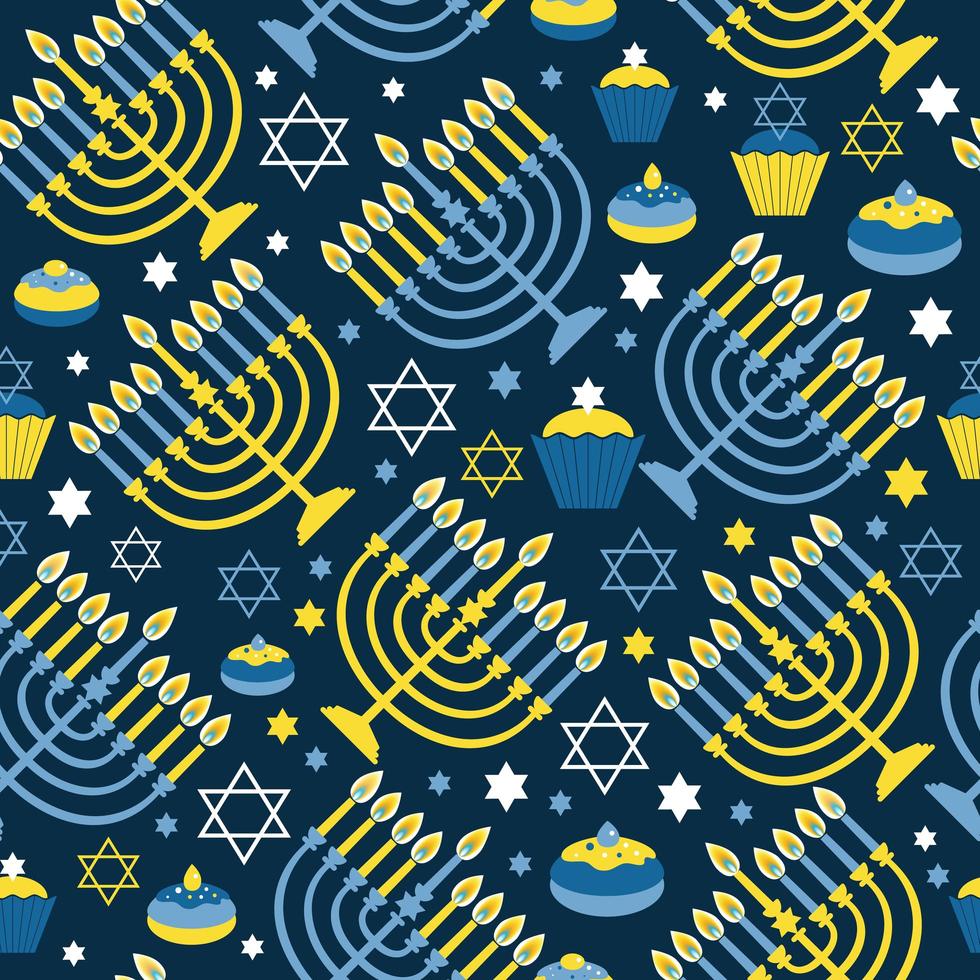 feliz fondo de hanukkah con menorah vector