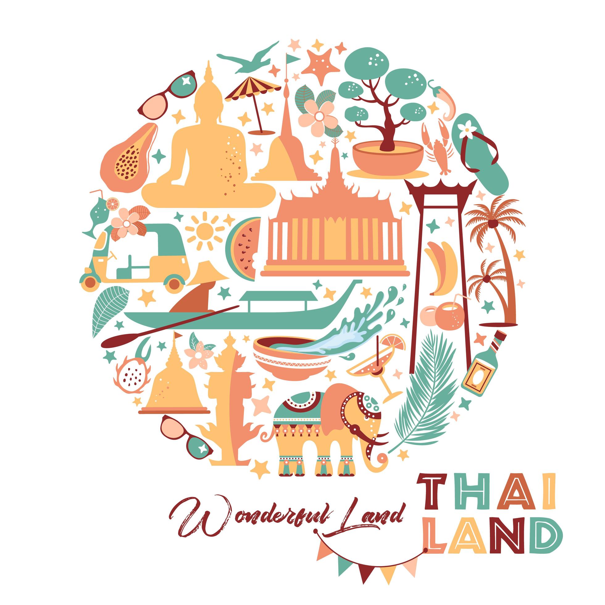 Collection of Thailand symbols 1501958 Vector Art at Vecteezy