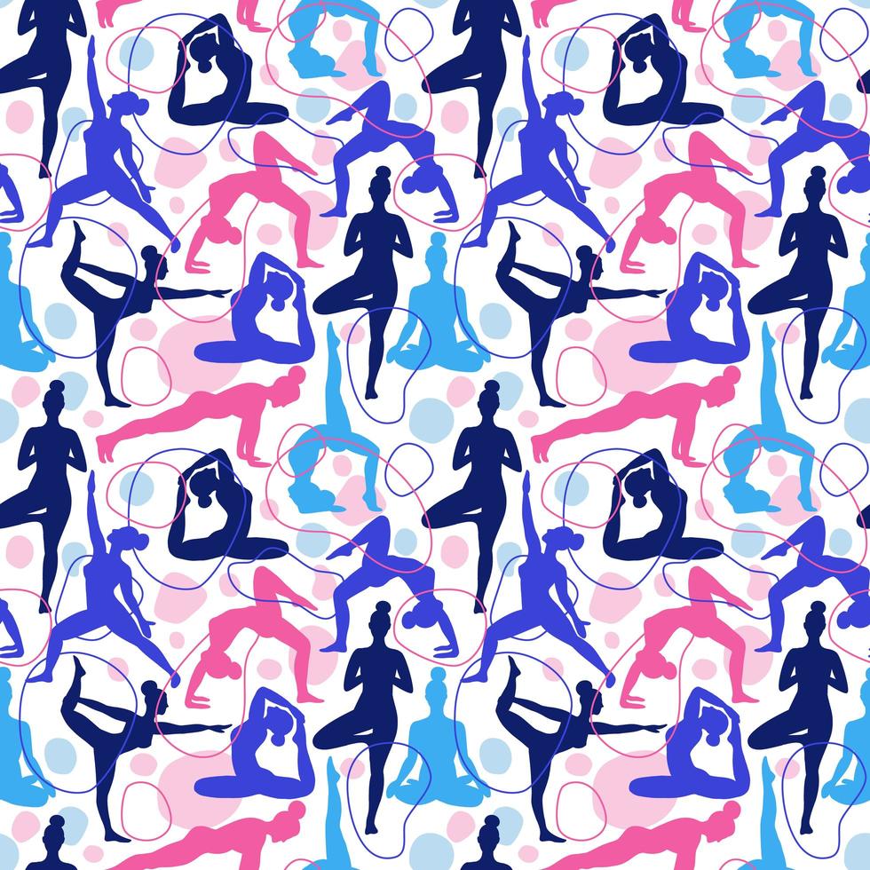 patrón sin costuras de mujeres haciendo yoga vector