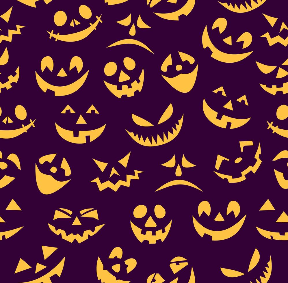 Halloween background with pumpkin faces vector