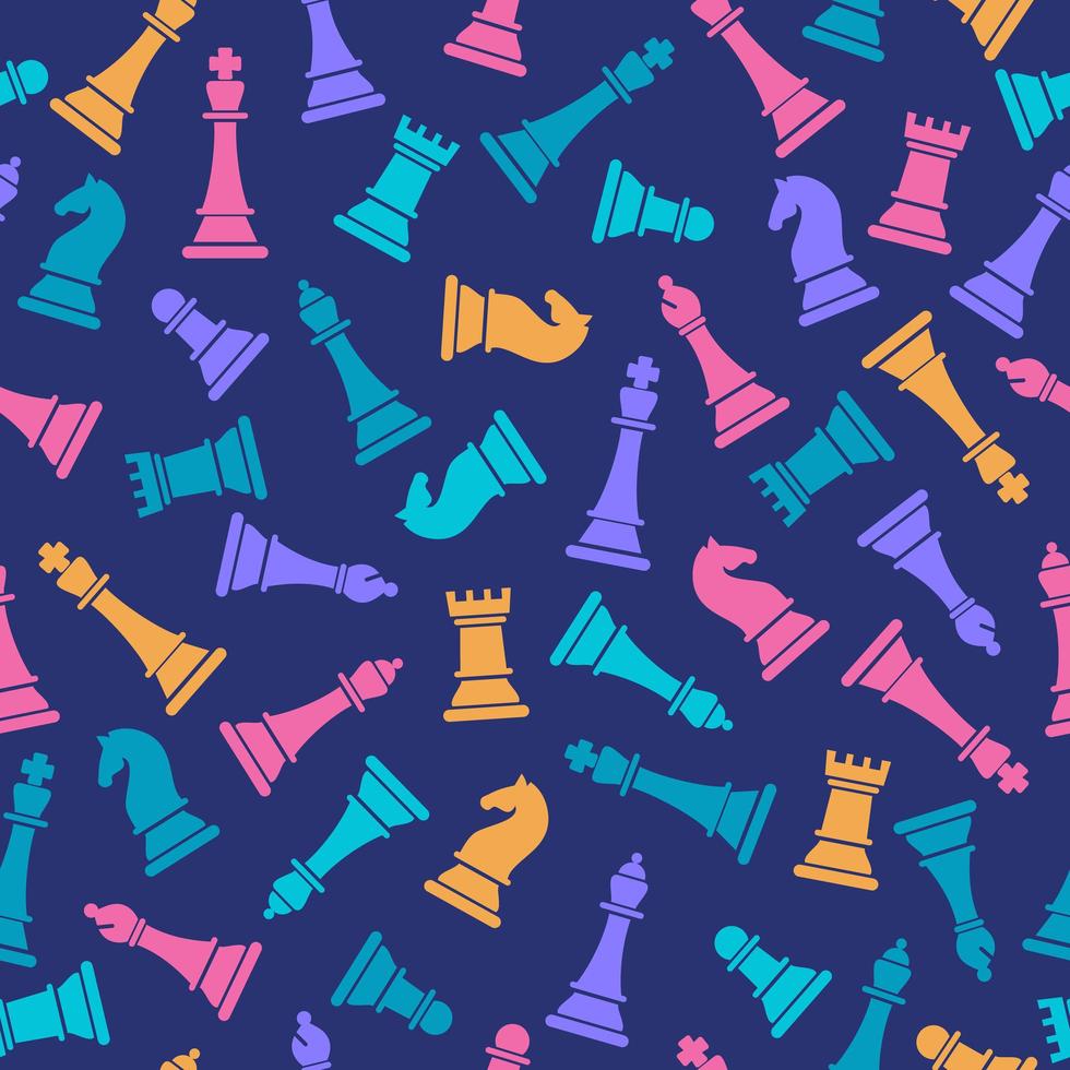 Seamless pattern with colored chess figures vector