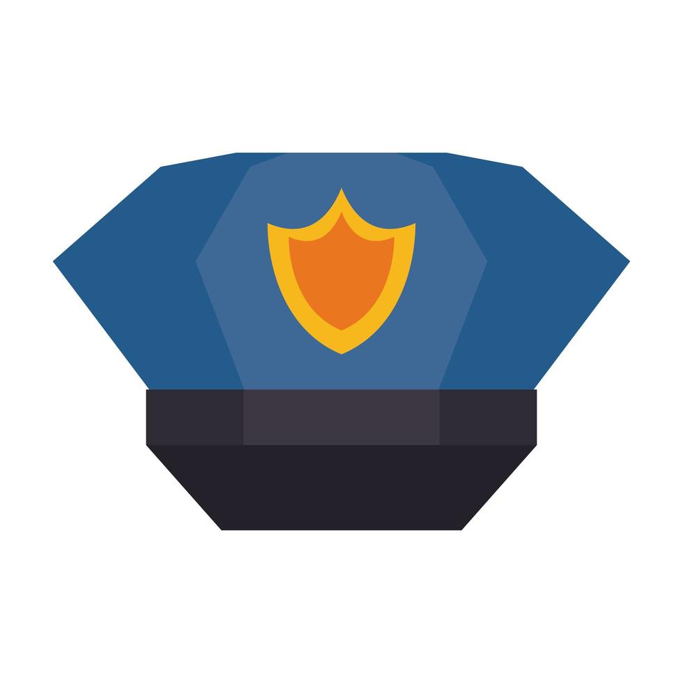 Police cap with badge flat icon vector