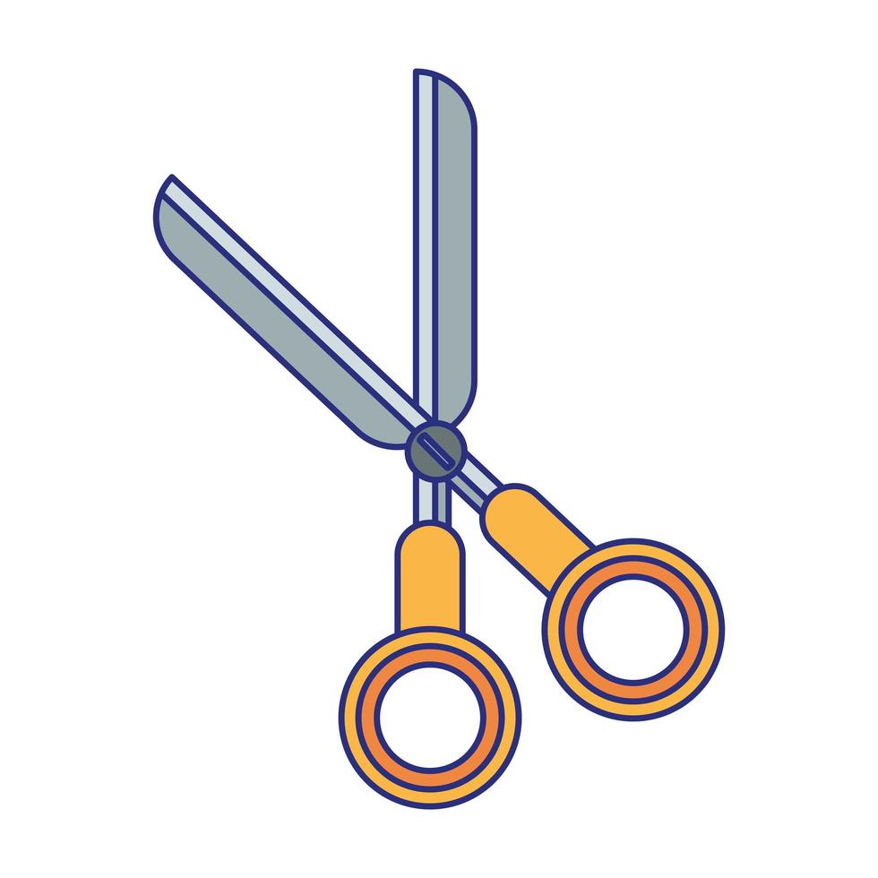Scissors school utensil isolated icon blue lines vector