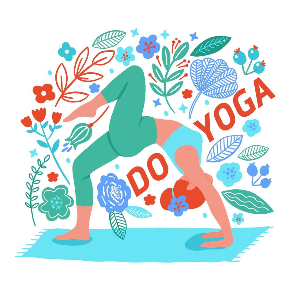 mujer haciendo yoga vector