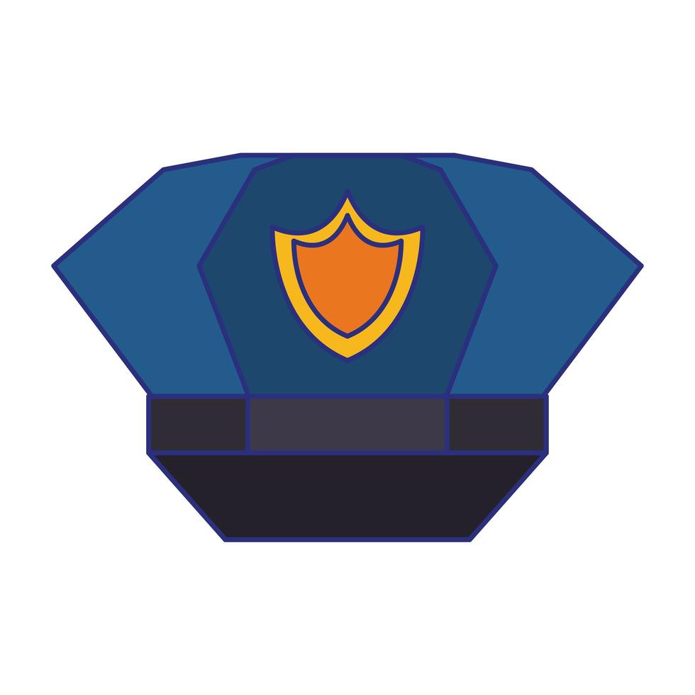 gorra de policía con icono de placa líneas azules vector