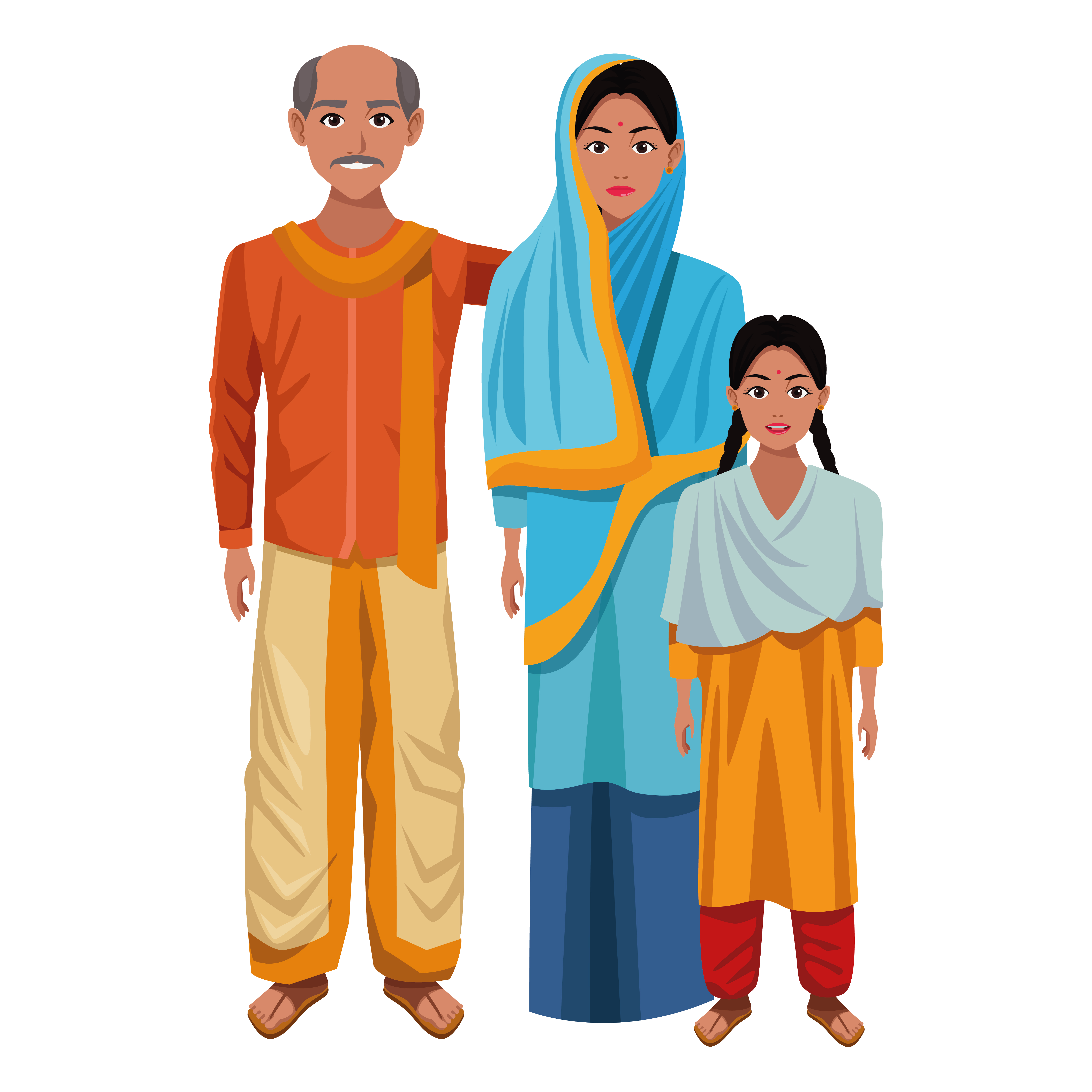 Indian family cartoon characters 1503482 Vector Art at Vecteezy