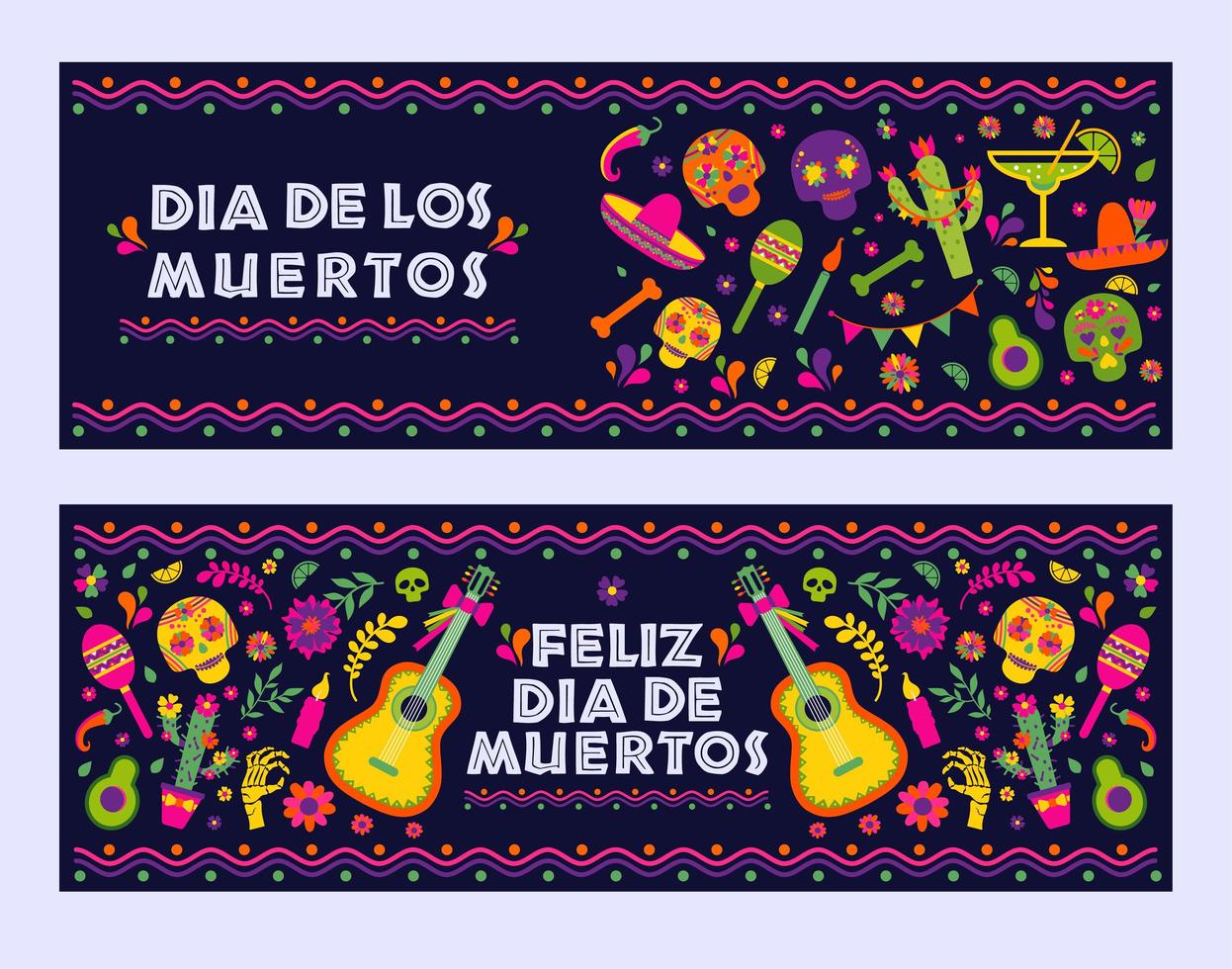 Dia de los Muertos Mexican banners vector