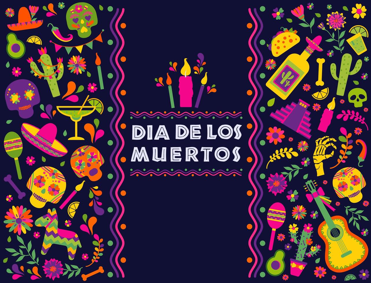 dia de los muertos fondo mexicano vector