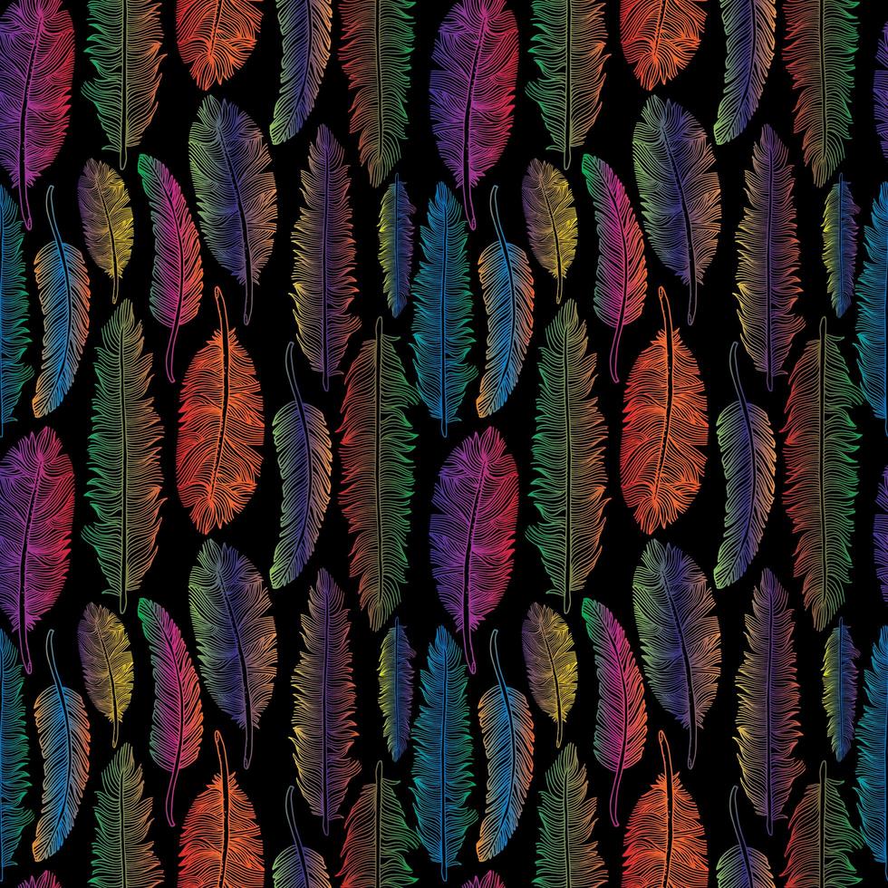 Seamless pattern of rainbow feathers vector