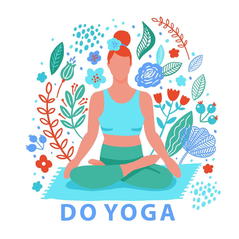 Woman exercising yoga vector