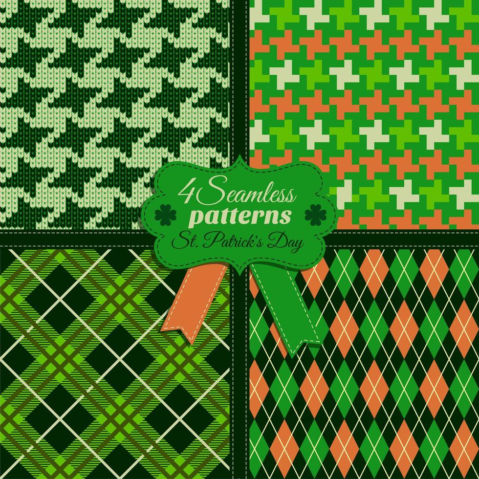 Conjunto de patrones de moda perfecta de colores verdes vector