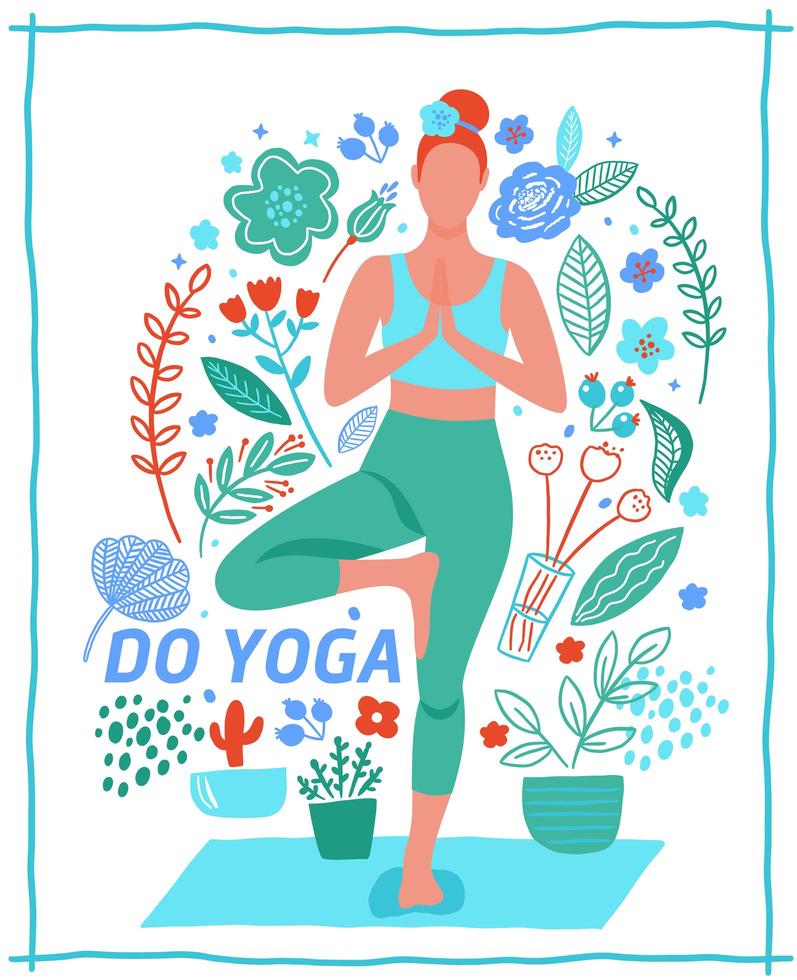 mujer haciendo yoga vector