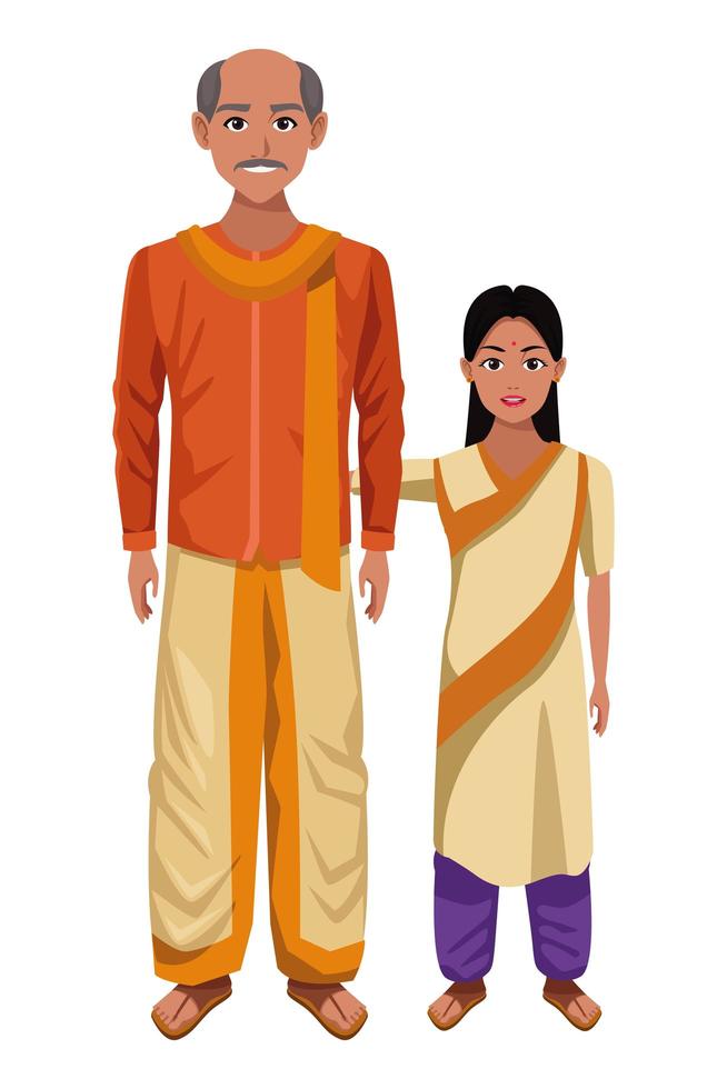 personajes de dibujos animados de la familia india vector