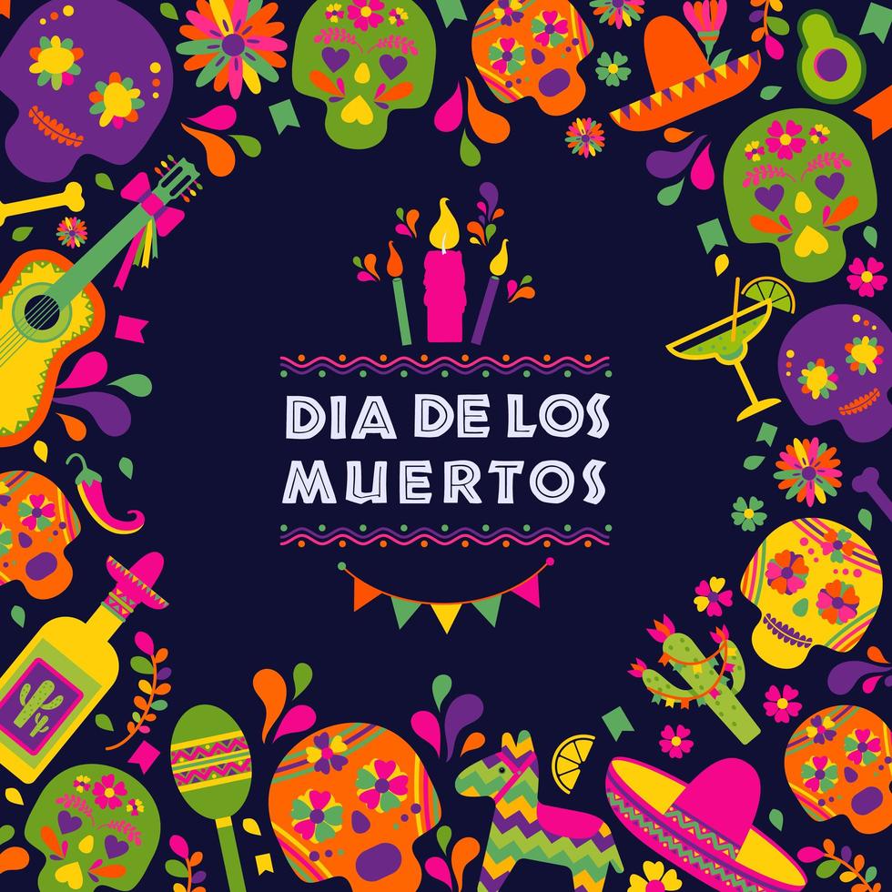 Dia de los Muertos Mexican background vector