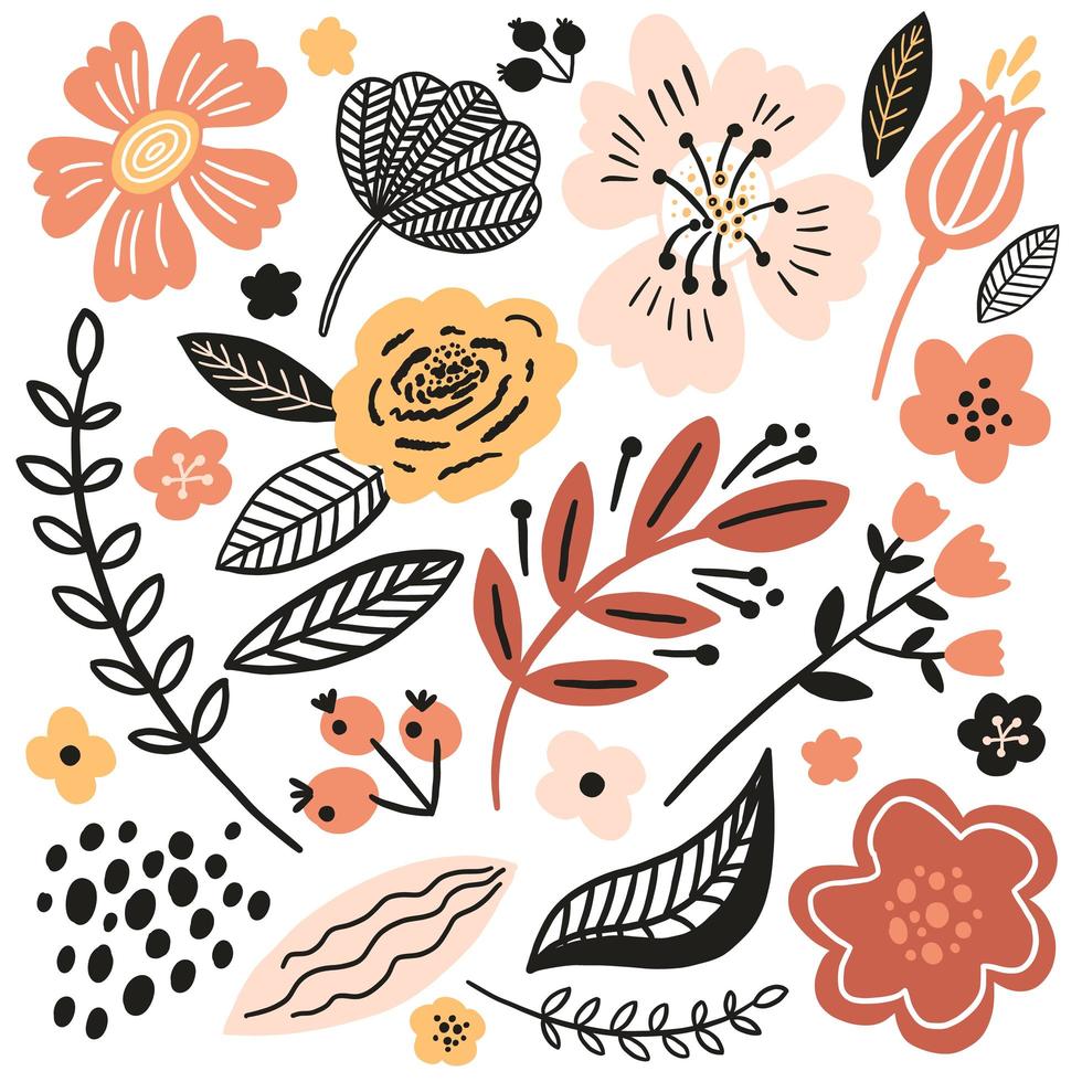 Autumn floral seamless pattern vector