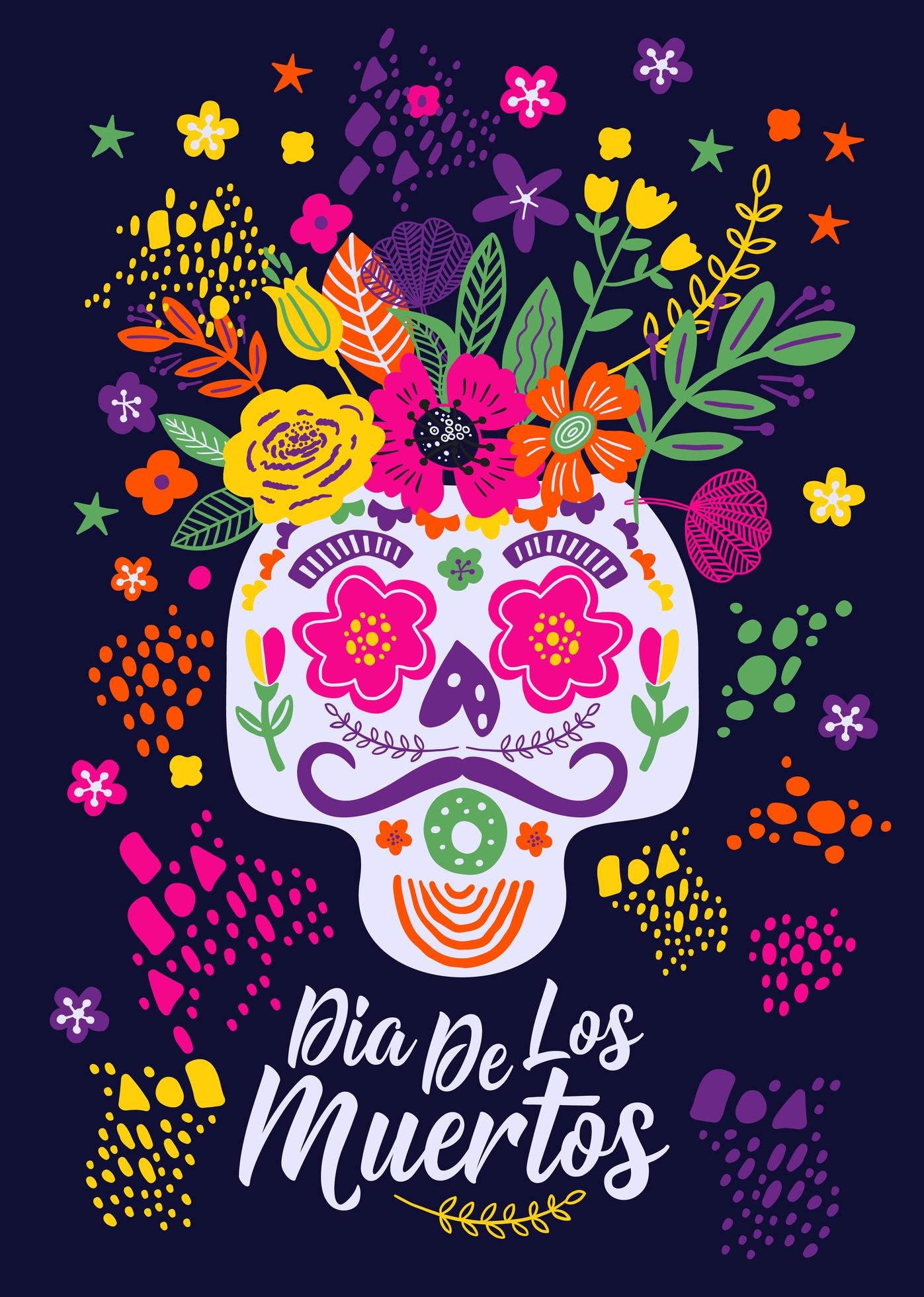 dia de los muertos banner template