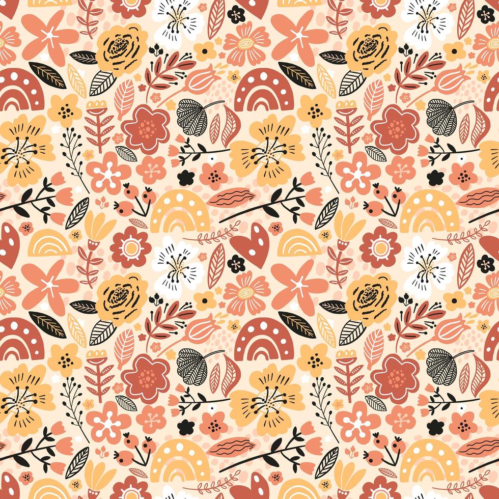 Autumn floral seamless pattern vector