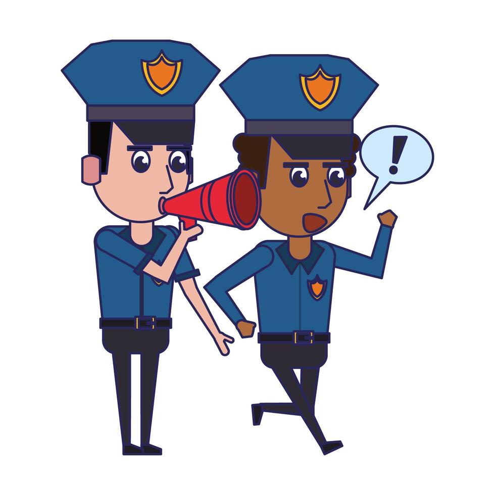 Policemen running cartoon character vector