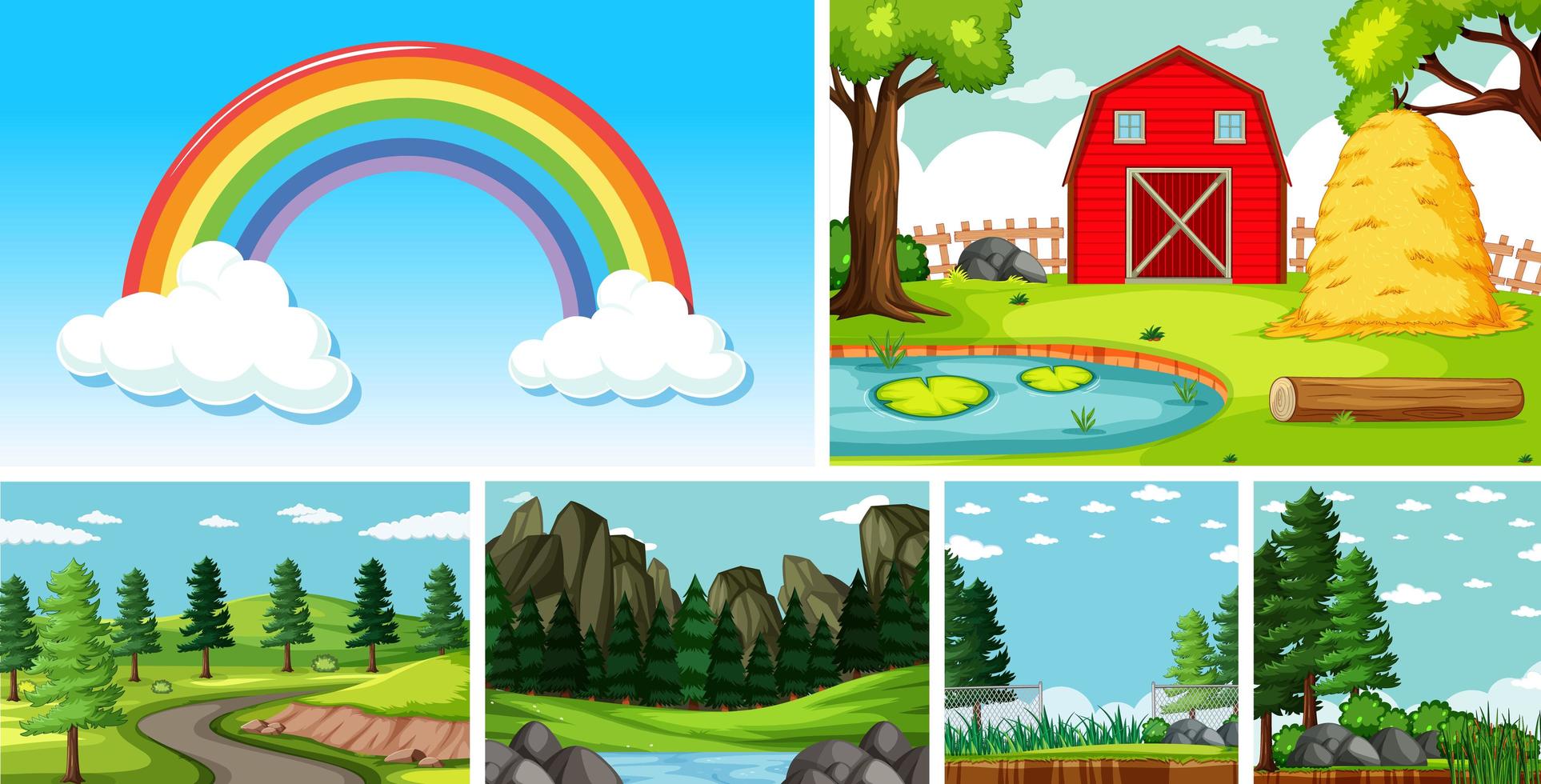 Six nature scenes with different locations vector